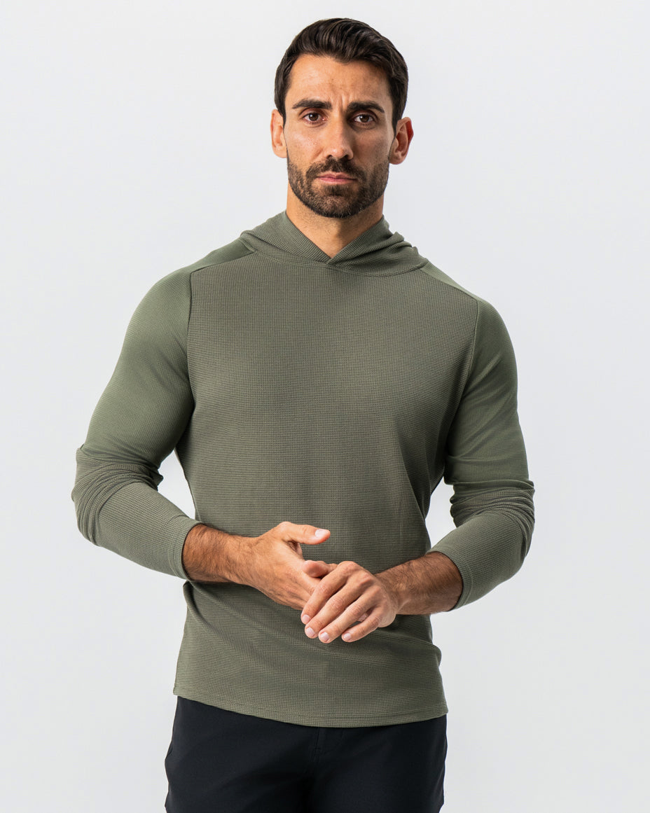 State & Liberty - Waffle Knit Hoodie - Olive
