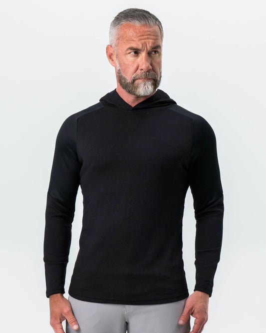 State & Liberty - Waffle Knit Hoodie - Black