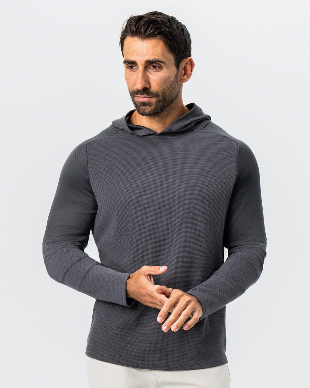 State & Liberty - Waffle Knit Hoodie - Charcoal