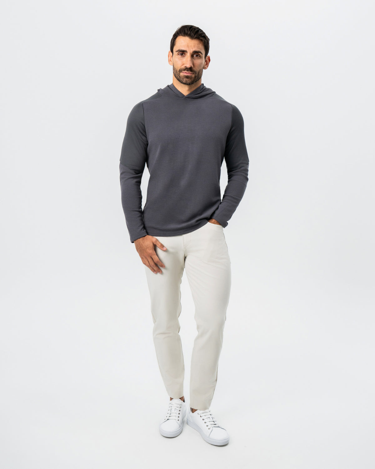 State & Liberty - Waffle Knit Hoodie - Charcoal