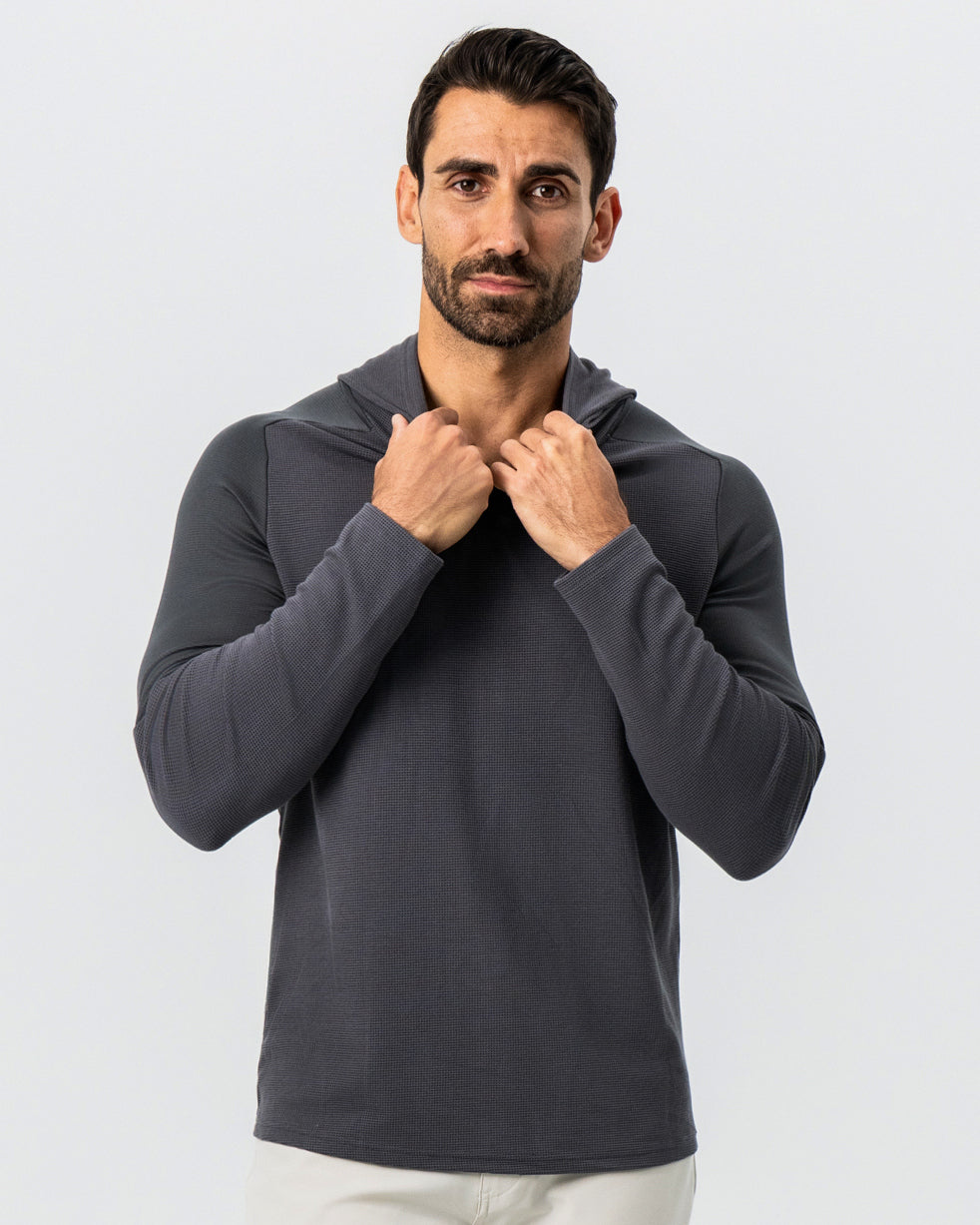 State & Liberty - Waffle Knit Hoodie - Charcoal