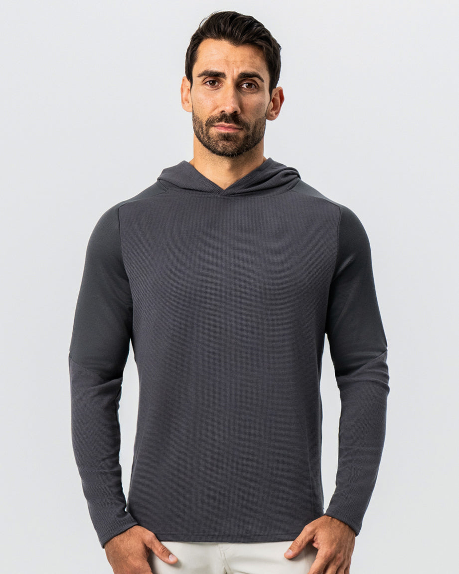 State & Liberty - Waffle Knit Hoodie - Charcoal