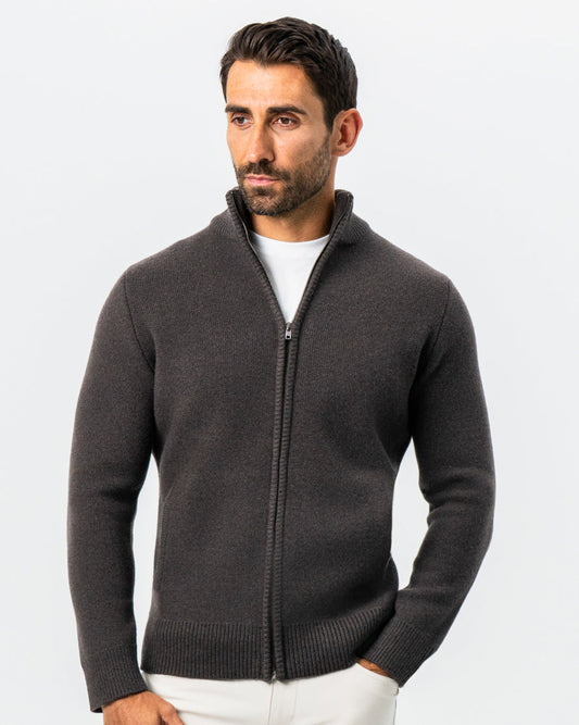 State & Liberty - Knit Sweater Bomber - Brown