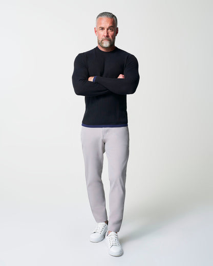 State & Liberty - Lightweight Ribbed Knit Crewneck Sweater - Navy & Black