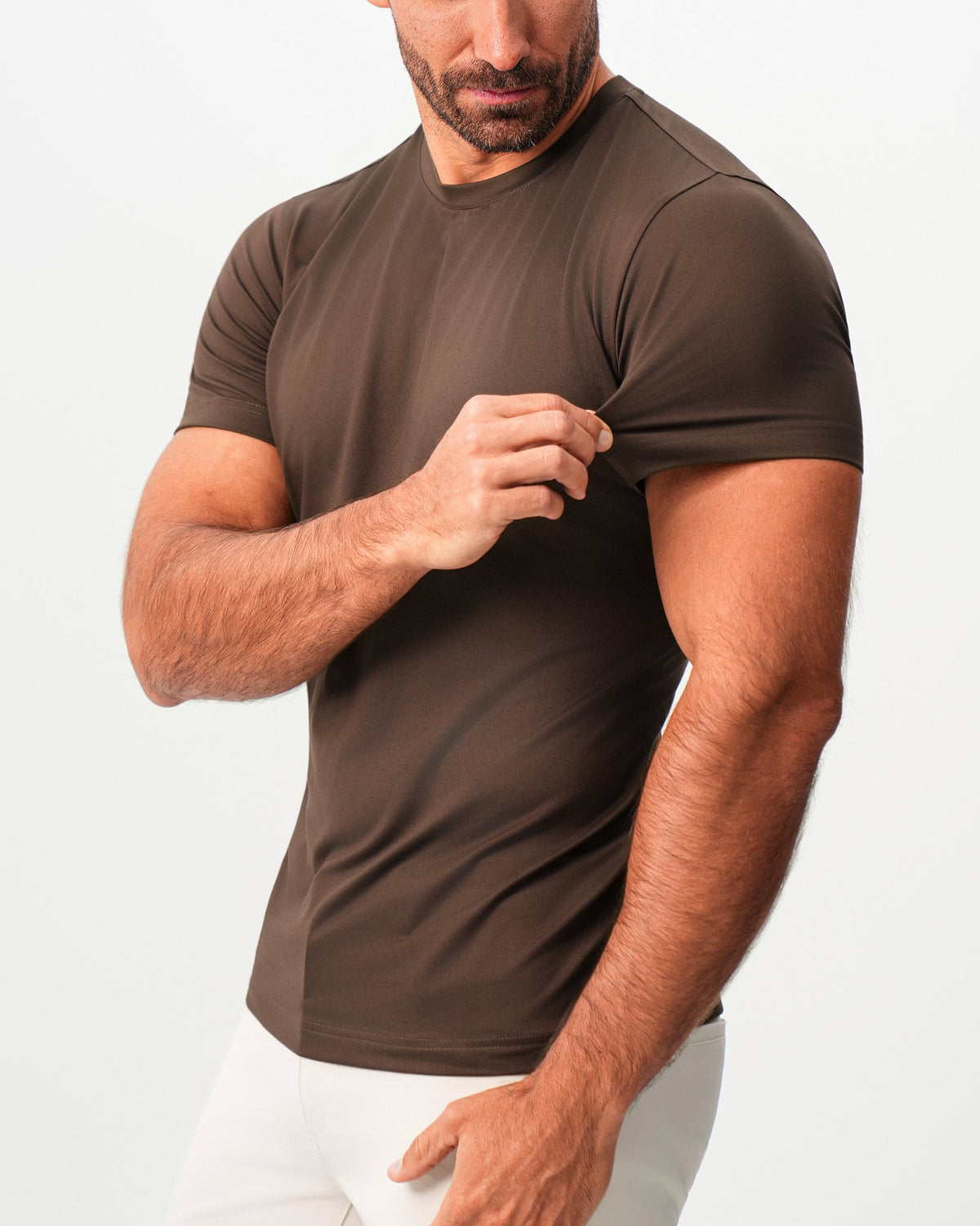State & Liberty - Brushed Mid-Weight Short Sleeve Crewneck - Dark Brown