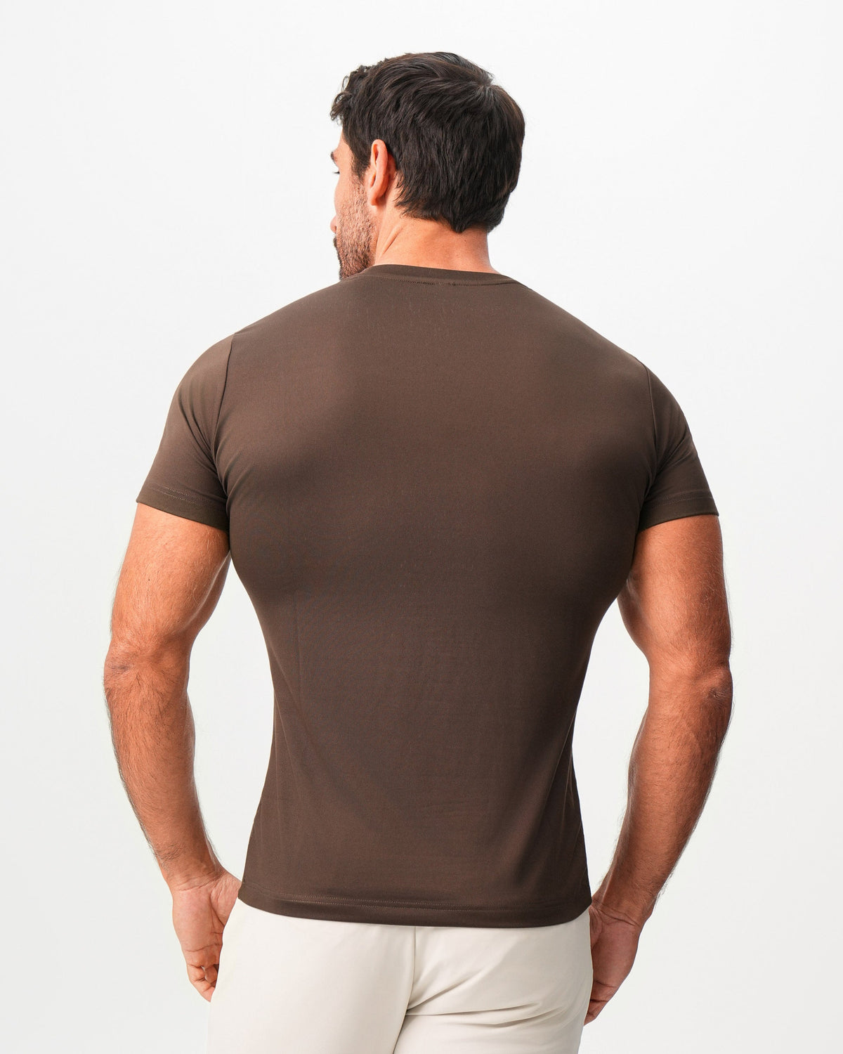 State & Liberty - Brushed Mid-Weight Short Sleeve Crewneck - Dark Brown