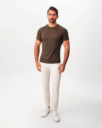 State & Liberty - Brushed Mid-Weight Short Sleeve Crewneck - Dark Brown