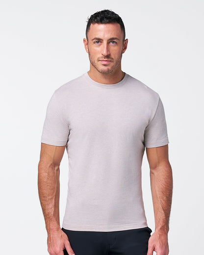 State & Liberty - "The Sinclair" Heathered Cream Short Sleeve Crewneck