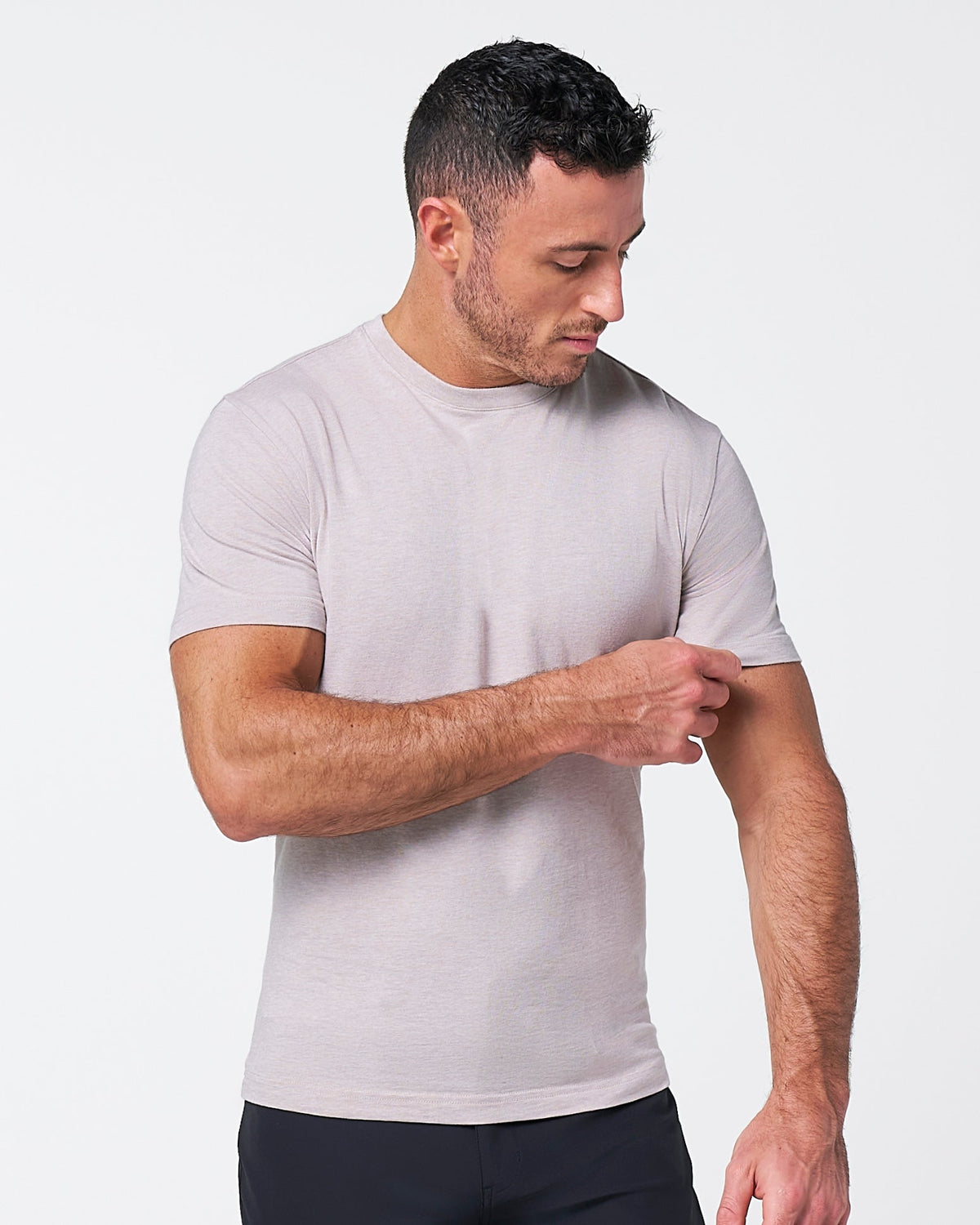 State & Liberty - "The Sinclair" Heathered Cream Short Sleeve Crewneck