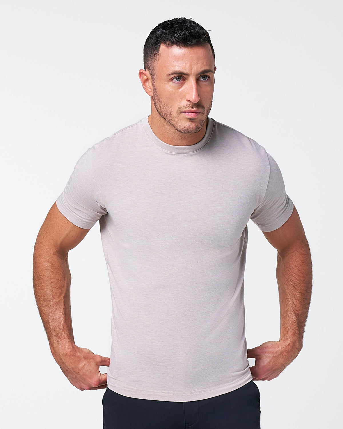State & Liberty - "The Sinclair" Heathered Cream Short Sleeve Crewneck