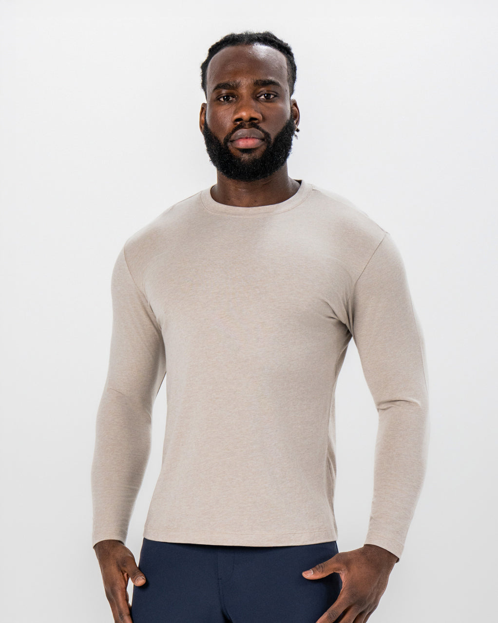 State & Liberty - "The Landon" Heathered Cream Long Sleeve Crewneck