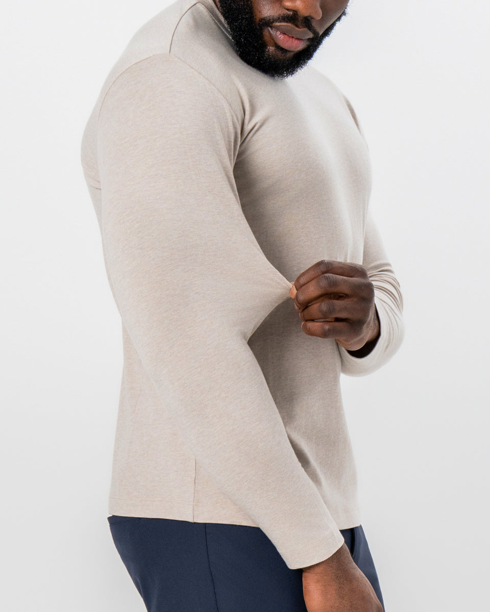 State & Liberty - "The Landon" Heathered Cream Long Sleeve Crewneck