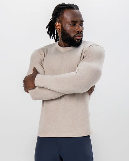 State & Liberty - "The Landon" Heathered Cream Long Sleeve Crewneck