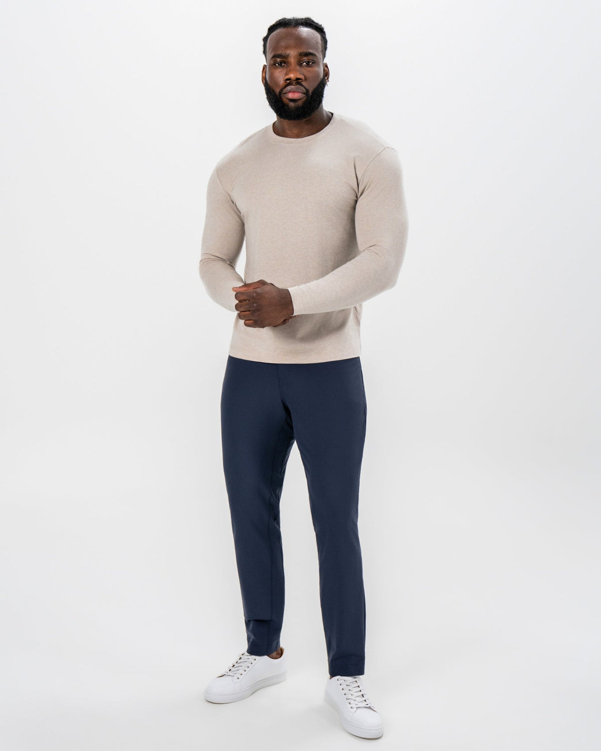 State & Liberty - "The Landon" Heathered Cream Long Sleeve Crewneck