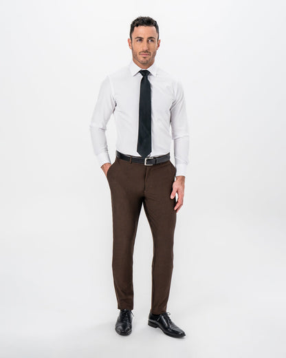 State & Liberty - Athletic Fit Stretch Pants - Brown & Black Seersucker
