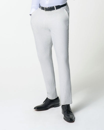 State & Liberty - Athletic Fit Stretch Pants - Grey & White Seersucker