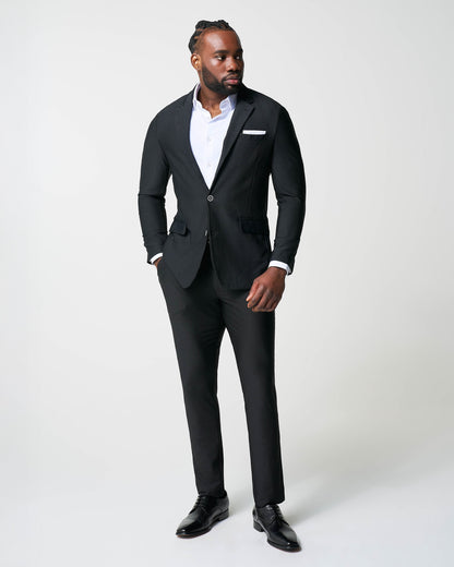State & Liberty - Athletic Fit Stretch Pants - Black Seersucker