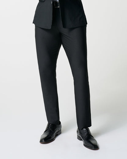 State & Liberty - Athletic Fit Stretch Pants - Black Seersucker