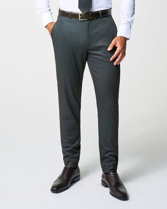 State & Liberty - Athletic Fit Stretch Suit Pants - Charcoal Microcheck