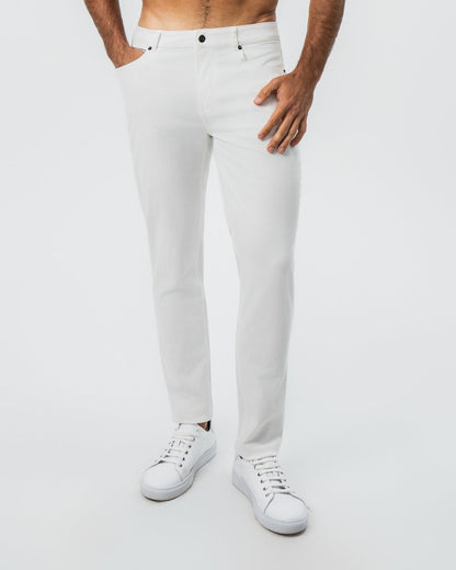 State & Liberty - Performance Cotton Twill 5 Pocket Pant - White