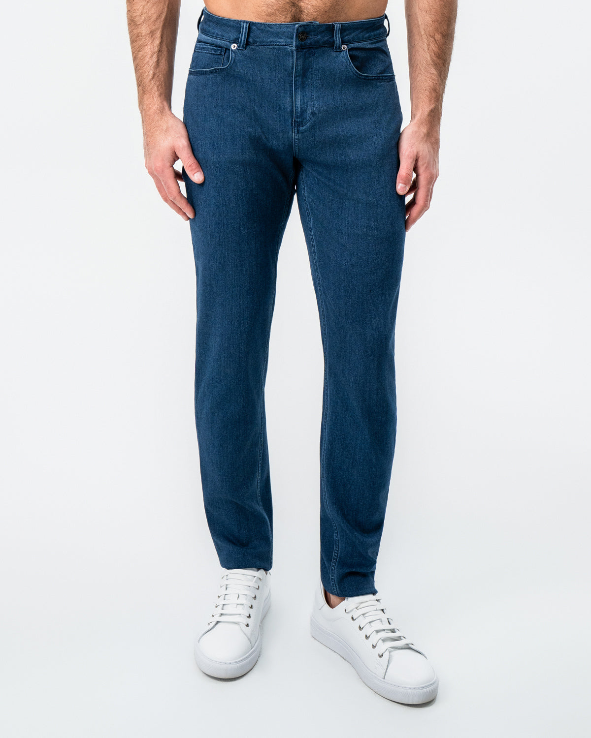 State & Liberty - Athletic Fit Stretch Jeans - Mid Blue
