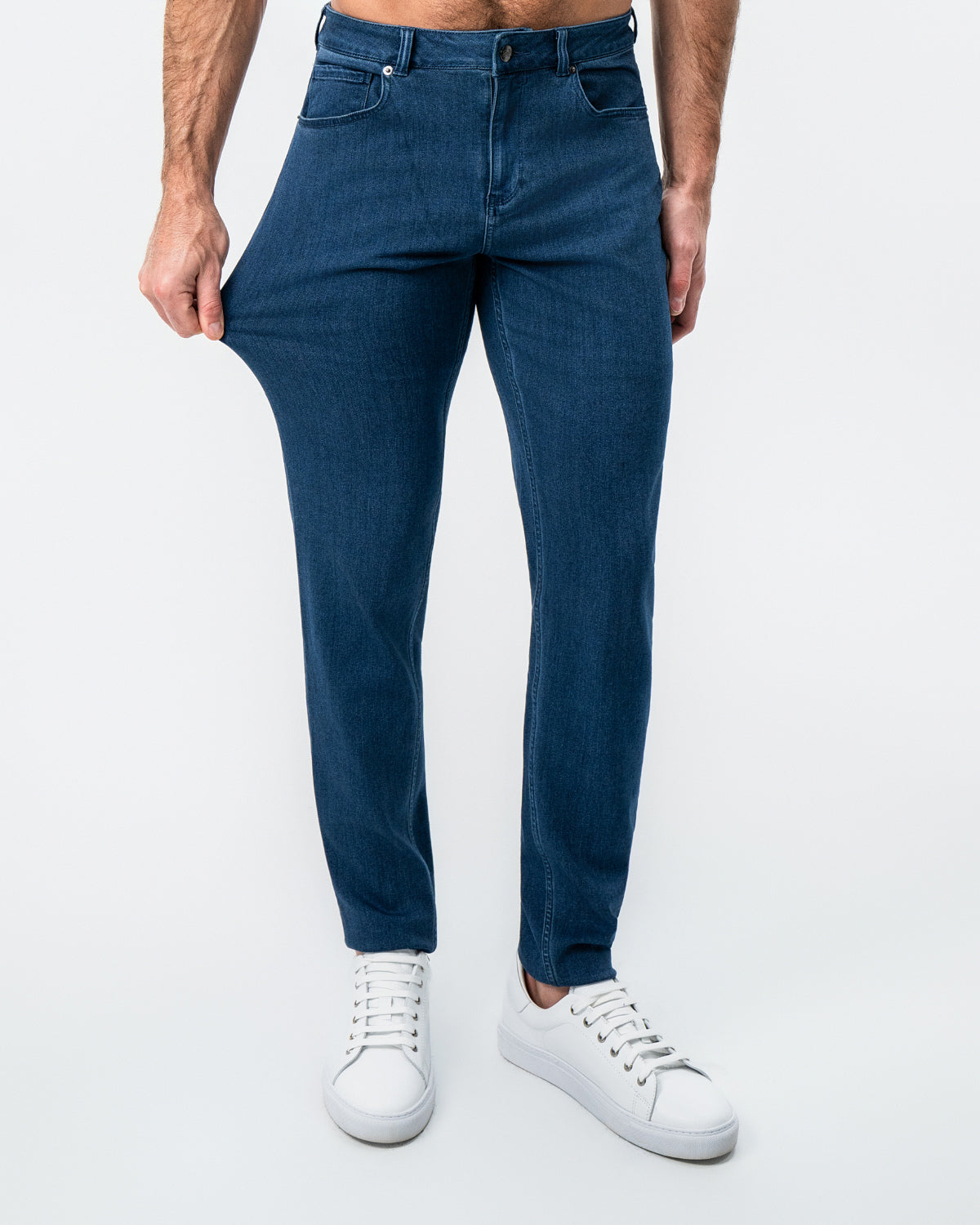 State & Liberty - Athletic Fit Stretch Jeans - Mid Blue