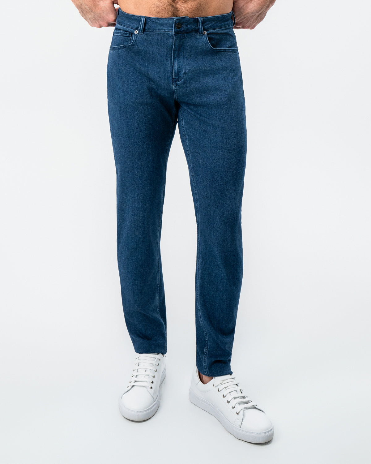 State & Liberty - Athletic Fit Stretch Jeans - Mid Blue