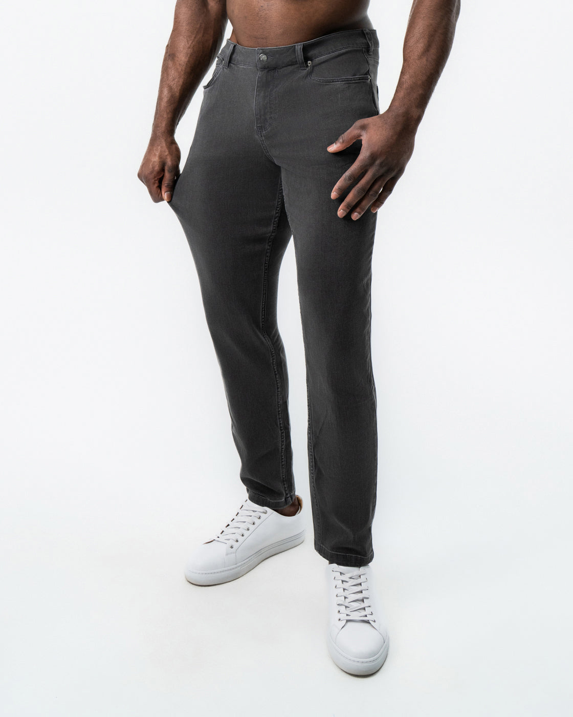 State & Liberty - Athletic Fit Stretch Jeans - Charcoal