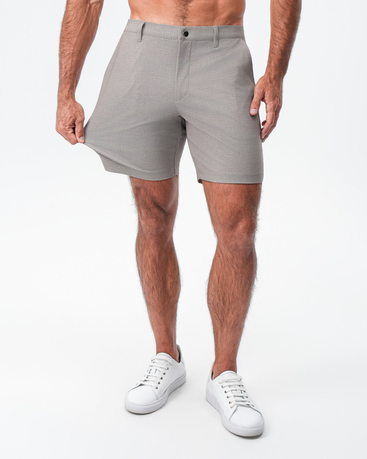 State & Liberty - Brushed Athletic Fit Short - Stone Crosshatch