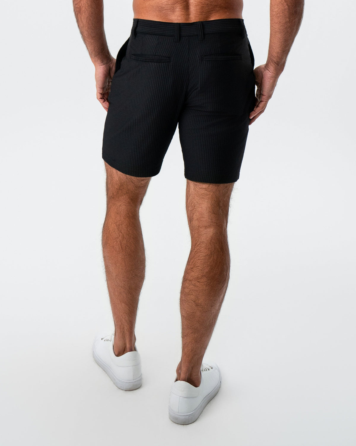 State & Liberty - Athletic Fit Shorts - Black Seersucker