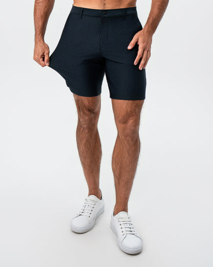 State & Liberty - Athletic Fit Shorts - Navy & Black Seersucker