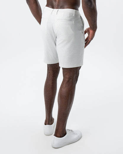 State & Liberty - Athletic Fit Shorts - Grey & White Seersucker