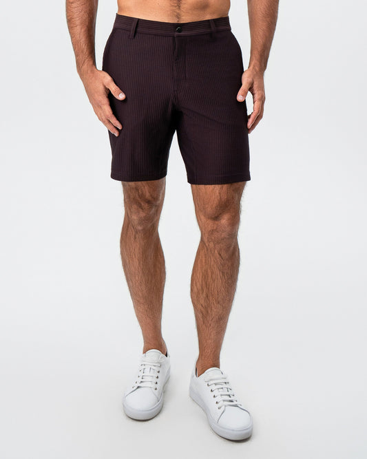 State & Liberty - Athletic Fit Shorts - Plum Seersucker