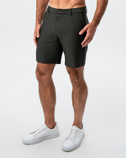 State & Liberty - Athletic Fit Shorts - Army Green Seersucker