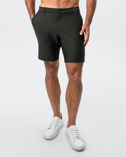 State & Liberty - Athletic Fit Shorts - Army Green Seersucker