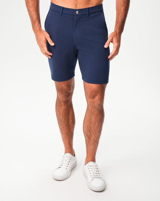 State & Liberty - Athletic Fit Pique Shorts - Navy