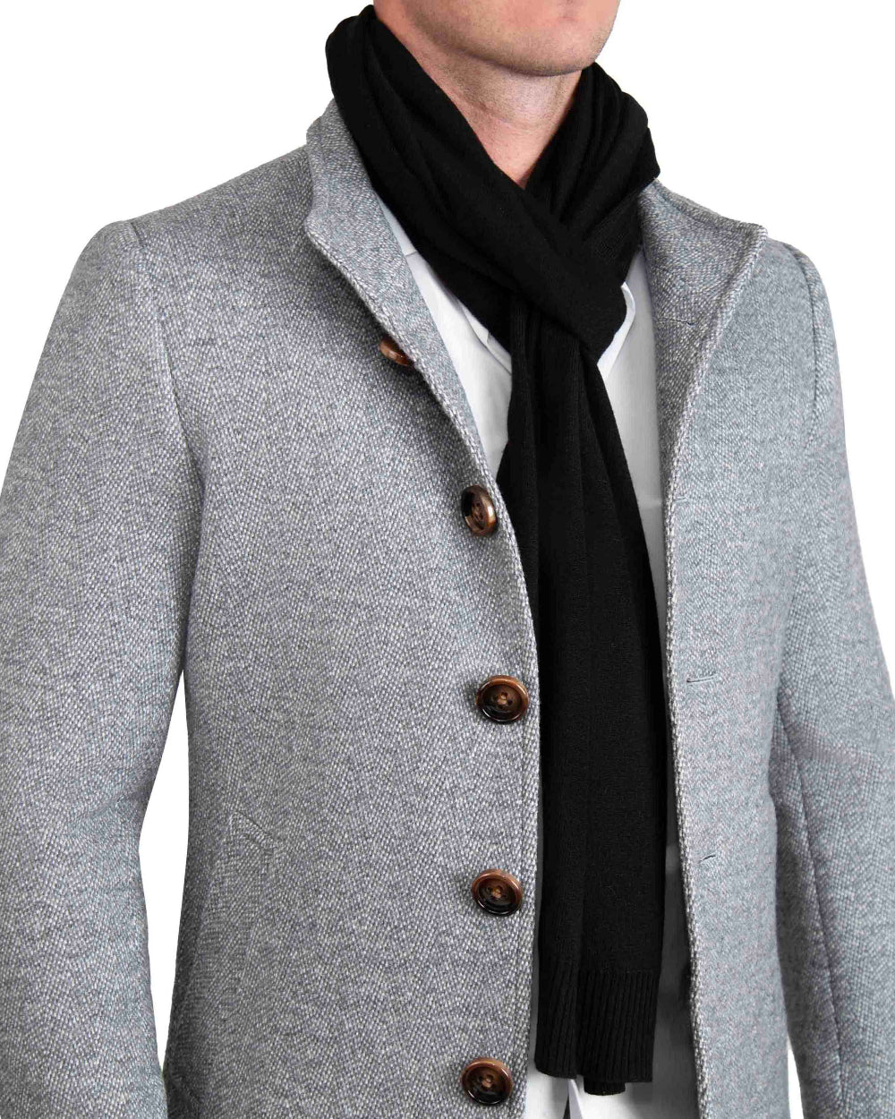 State & Liberty - Merino Wool Knit Scarf - Black
