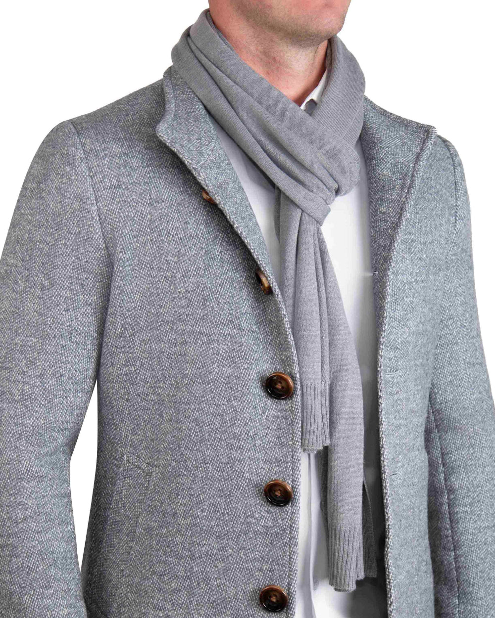State & Liberty - Merino Wool Knit Scarf - Grey