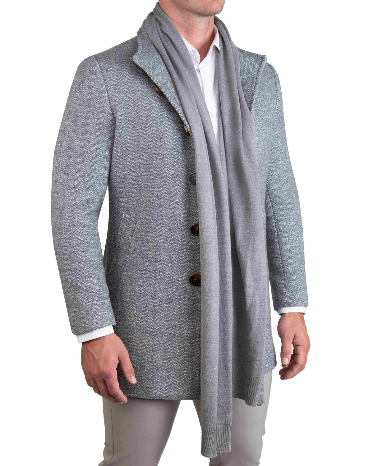 State & Liberty - Merino Wool Knit Scarf - Grey