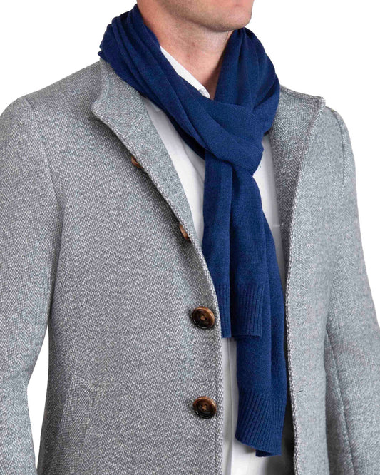 State & Liberty - Merino Wool Knit Scarf - Navy