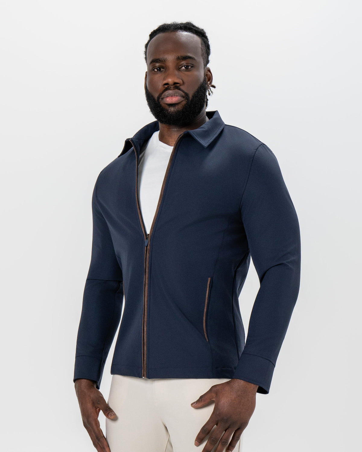 State & Liberty - Collared Zip Jacket - Navy