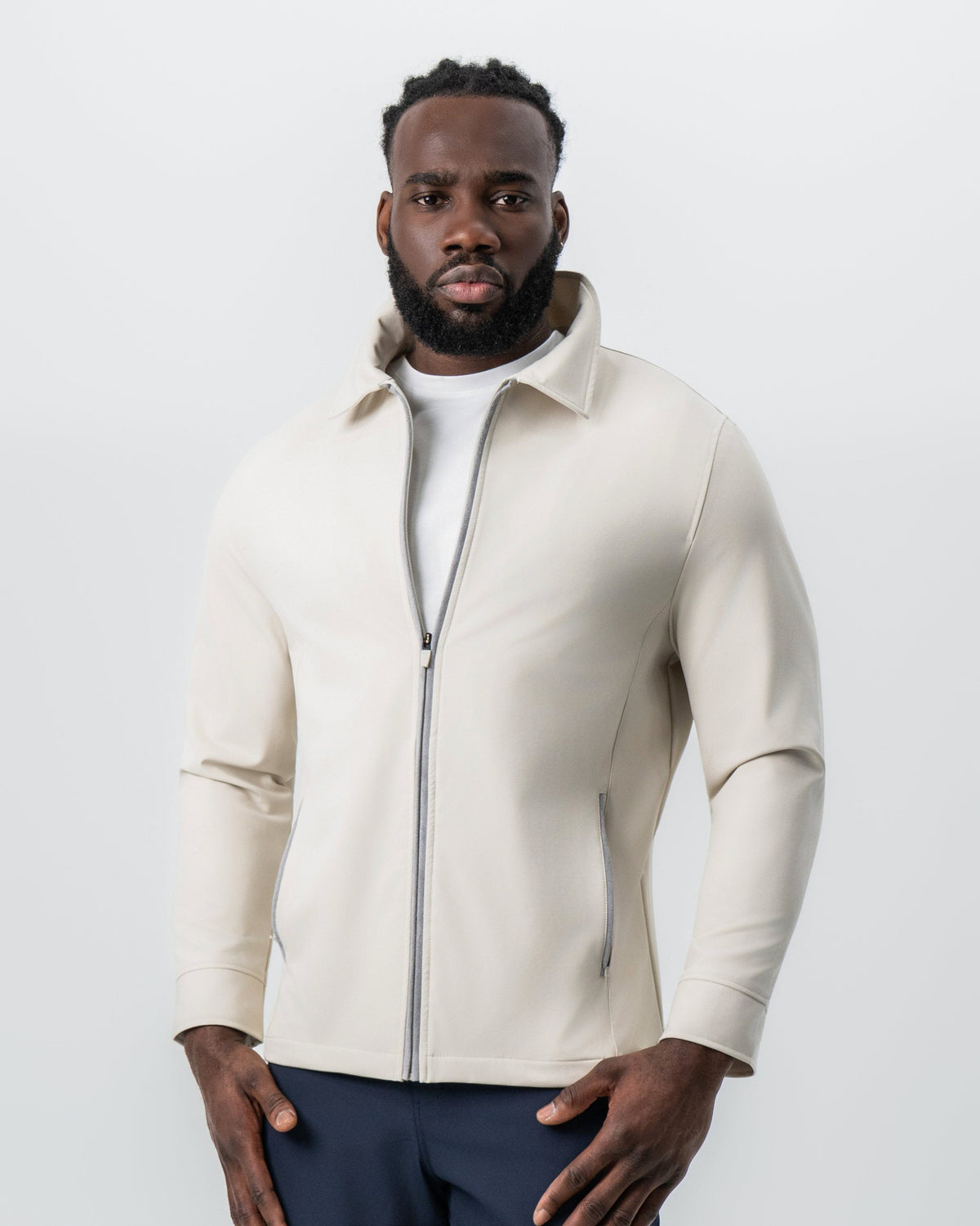 State & Liberty - Collared Zip Jacket - Light Khaki