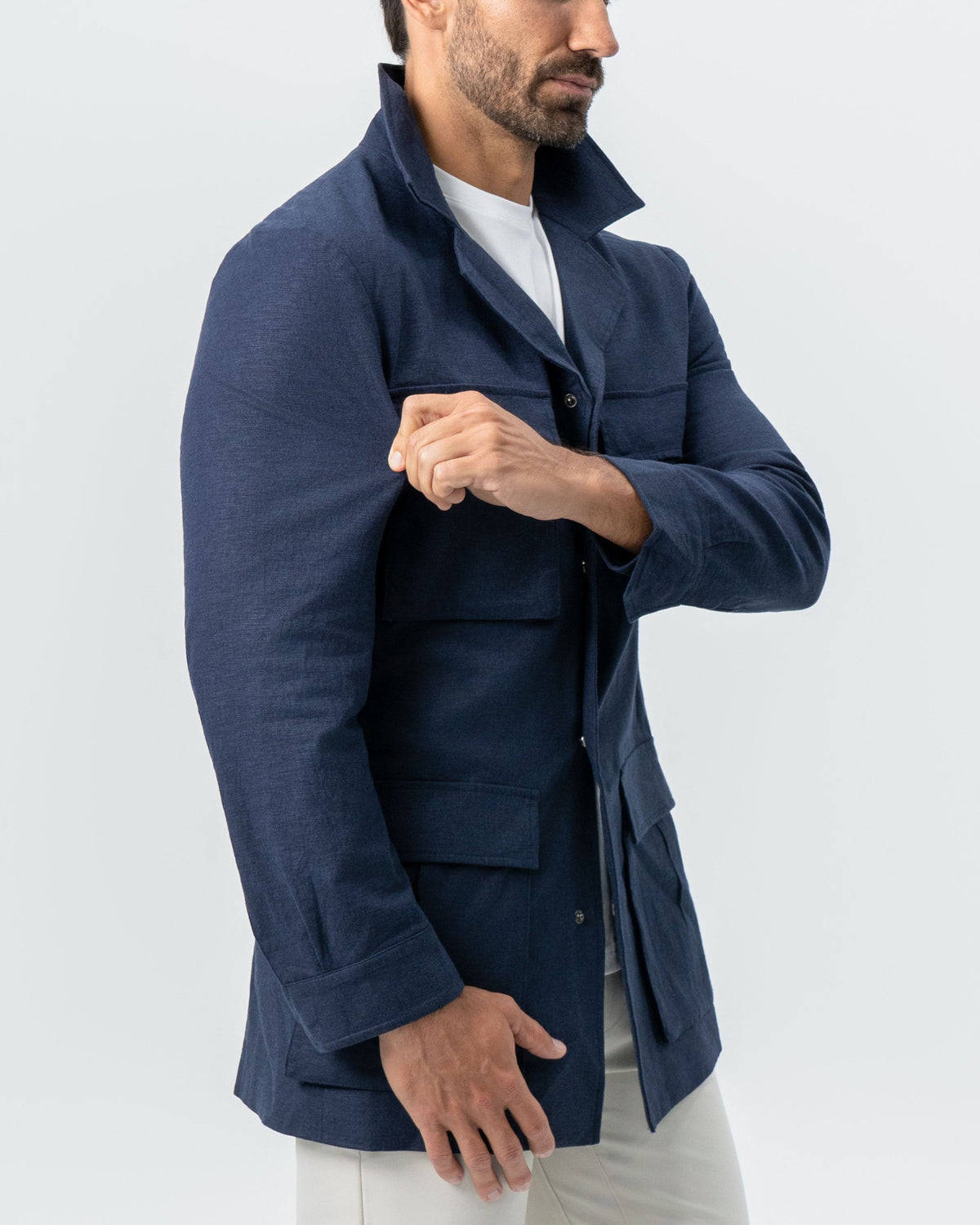 State & Liberty - Stretch Linen Field Jacket - Navy