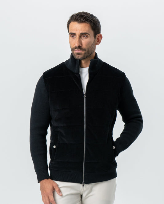 State & Liberty - Corduroy Knit Zip Jacket - Black