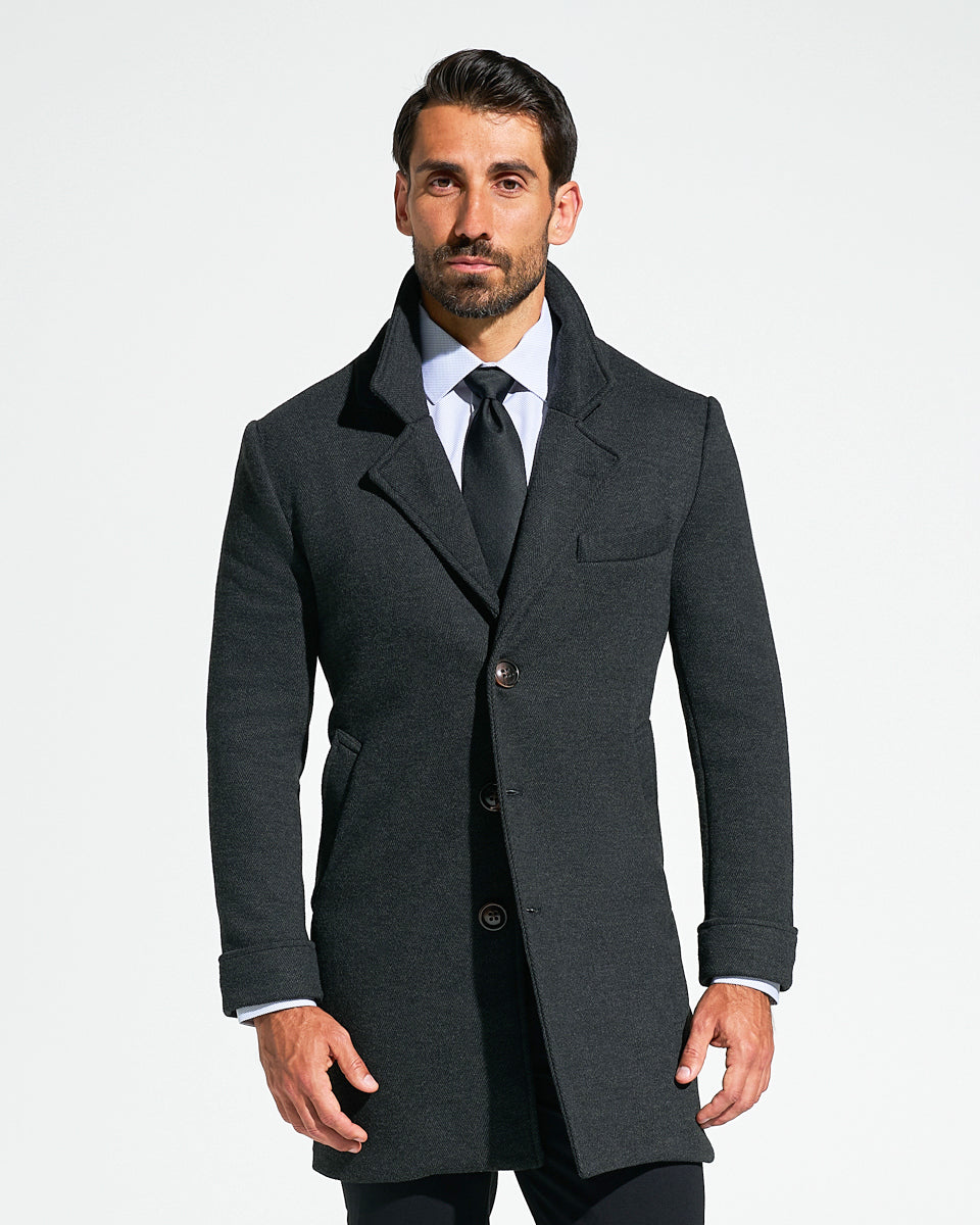 State & Liberty - 3 Button Overcoat - Charcoal Herringbone