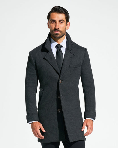 State & Liberty - 3 Button Overcoat - Charcoal Herringbone