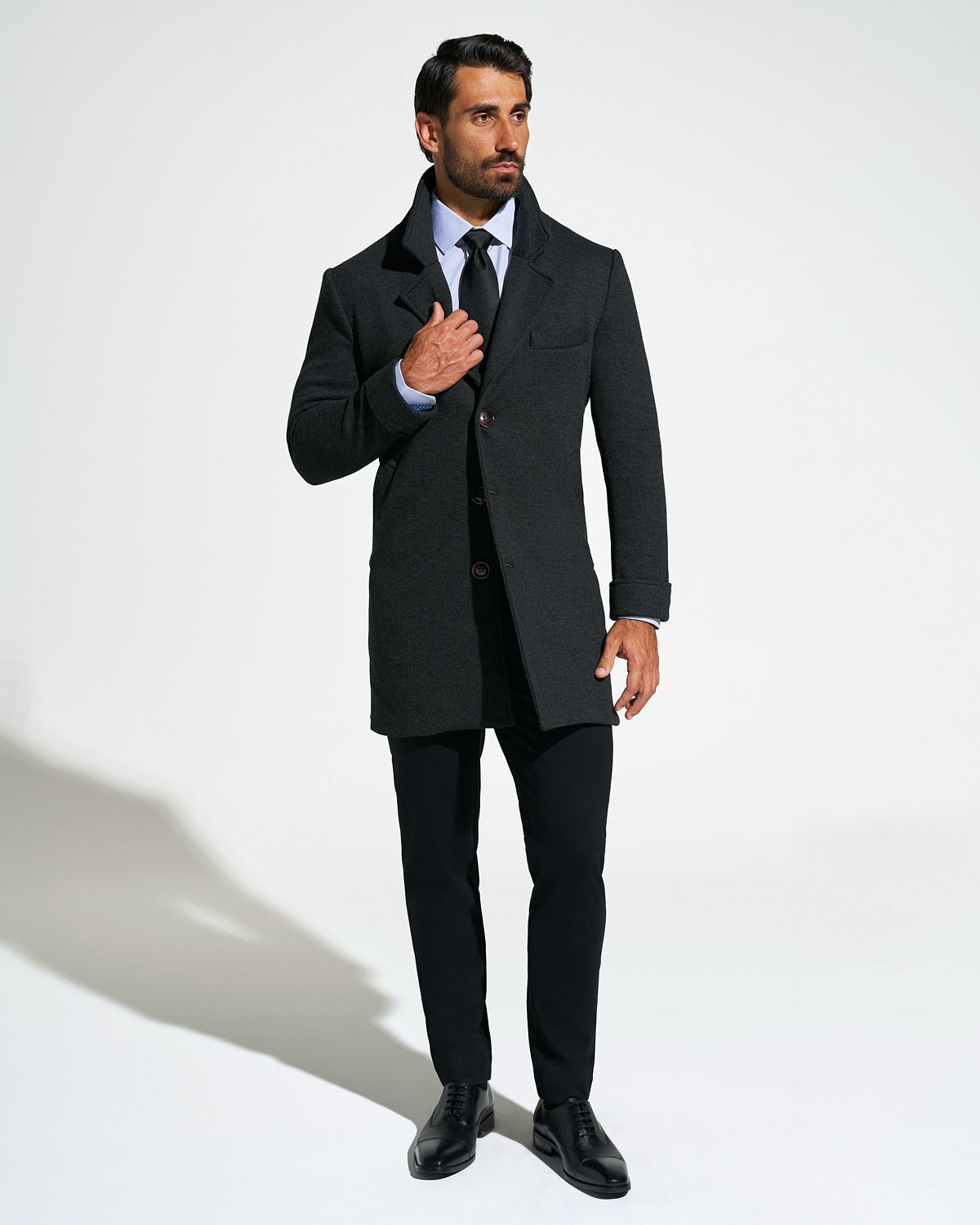 State & Liberty - 3 Button Overcoat - Charcoal Herringbone