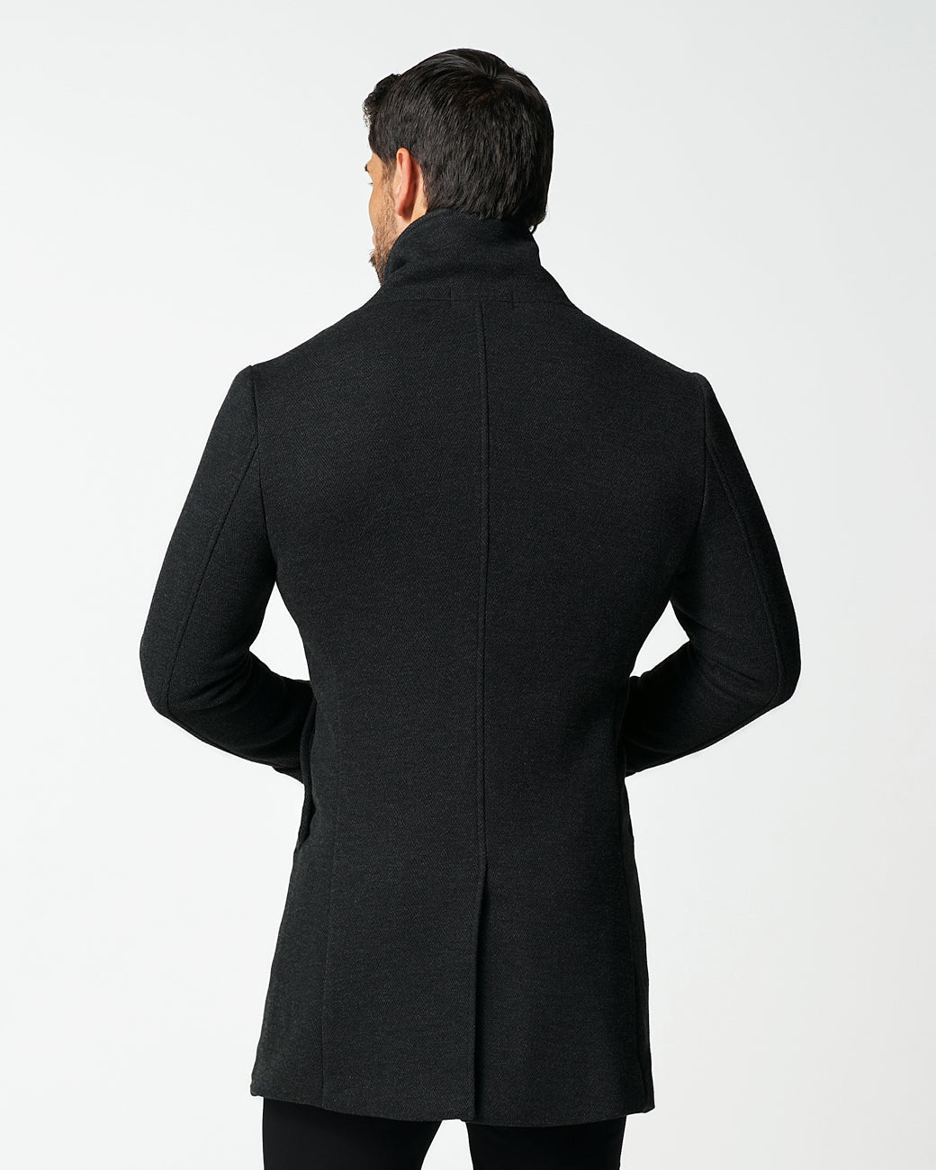 State & Liberty - 3 Button Overcoat - Charcoal Herringbone