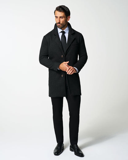 State & Liberty - 3 Button Overcoat - Charcoal Herringbone