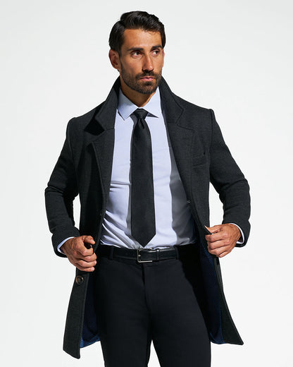 State & Liberty - 3 Button Overcoat - Charcoal Herringbone